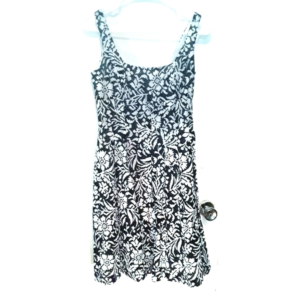 Lauren by RL Black & White Eyelet Tank Dre…